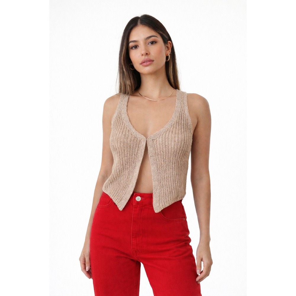 Commense Classic Hook-and-Eye Knit Vest‎ size S